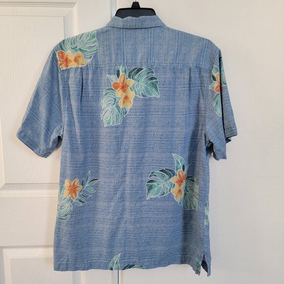 Tommy Bahama Blue Silk Turkish Sea‎ Bloom Adrift Floral Button Front Shirt Large - Picture 4 of 16